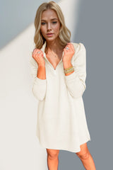 Trendsi Double Take Textured Quarter Zip Long Sleeve Dress -