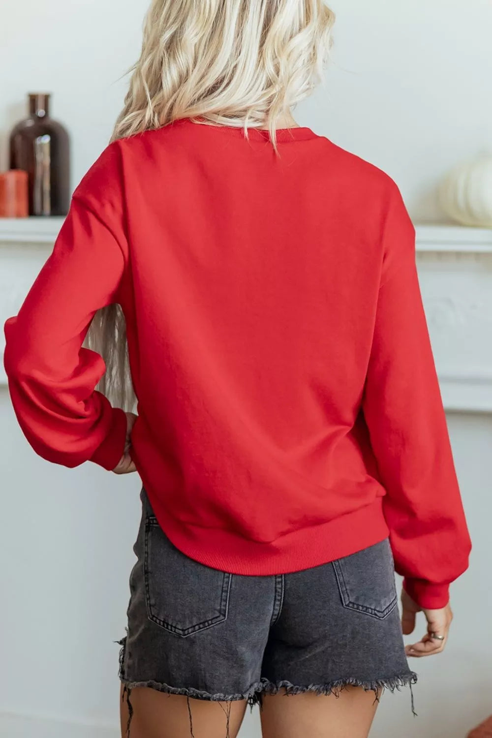 Trendsi Gingham Patch Embroidered Rugby Game Day Stars Sweatshirt -