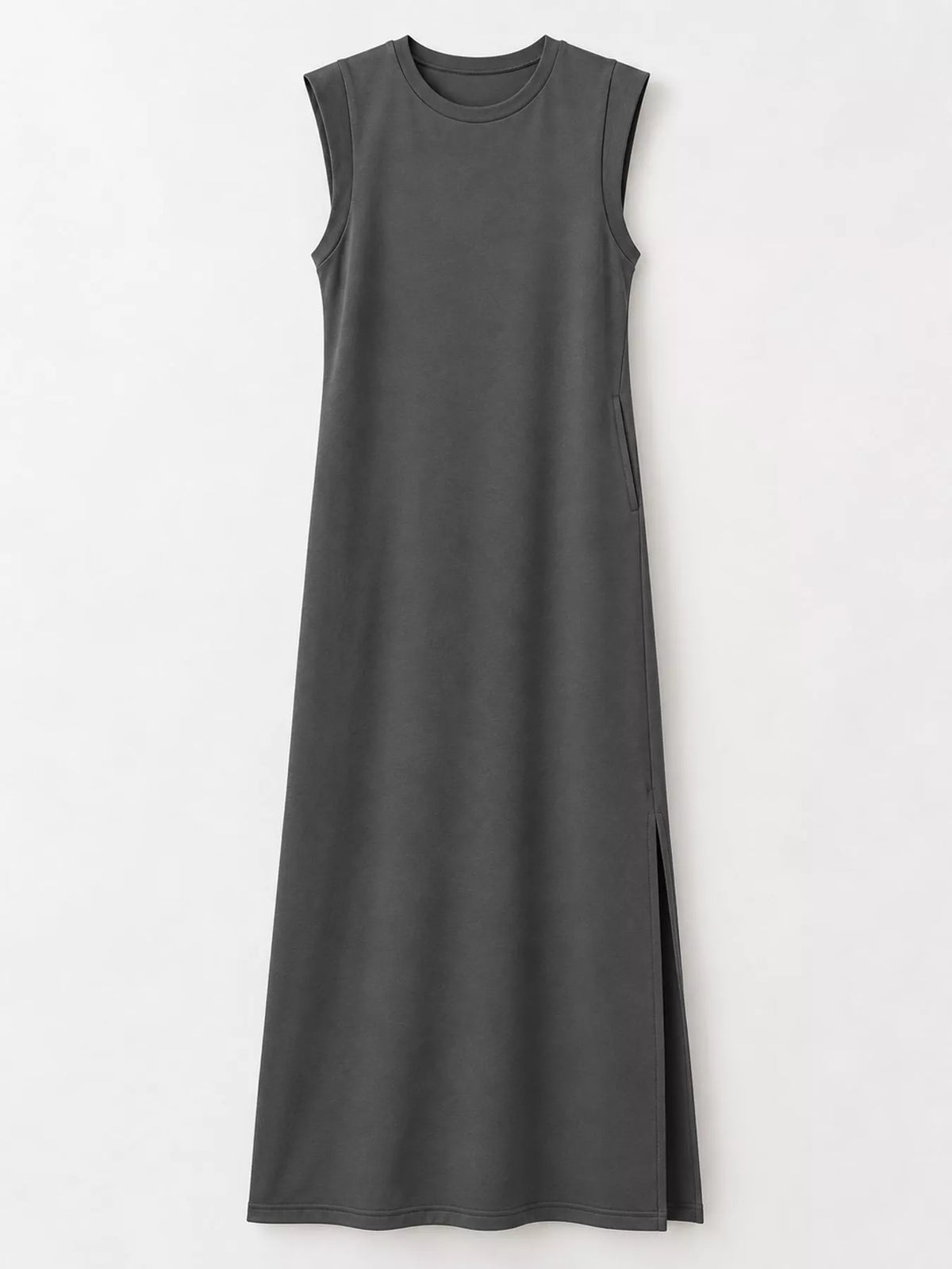 Round neck sleeveless maxi dress, product view
