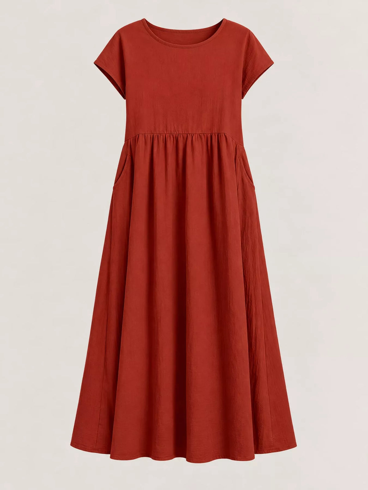 Round neck short sleeve midi dress, product view