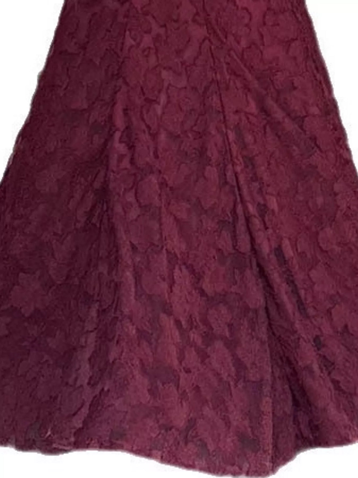 Burgundy backless lace maxi dress, detail view