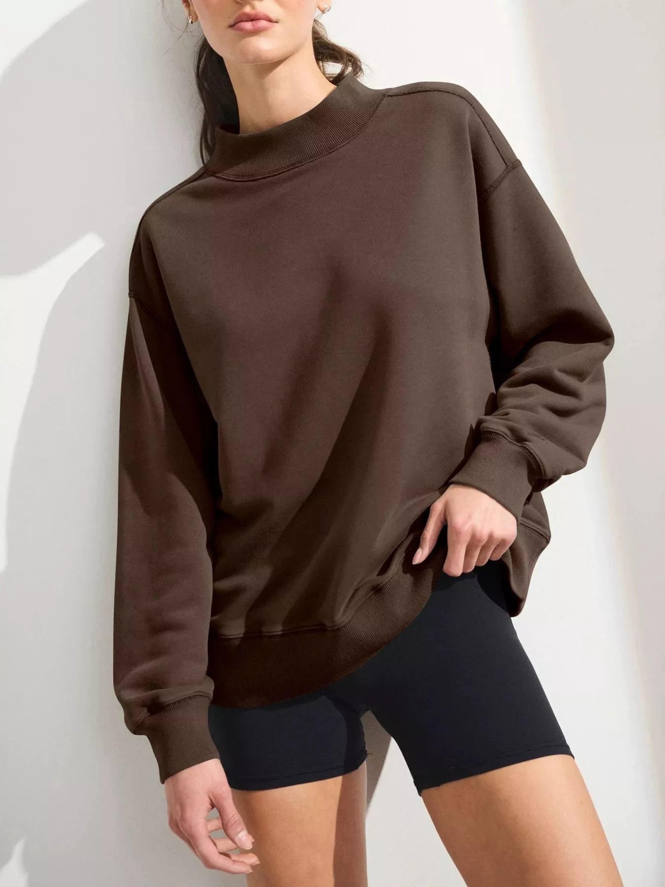 Trendsi Mock Neck Oversized Sweatshirt -