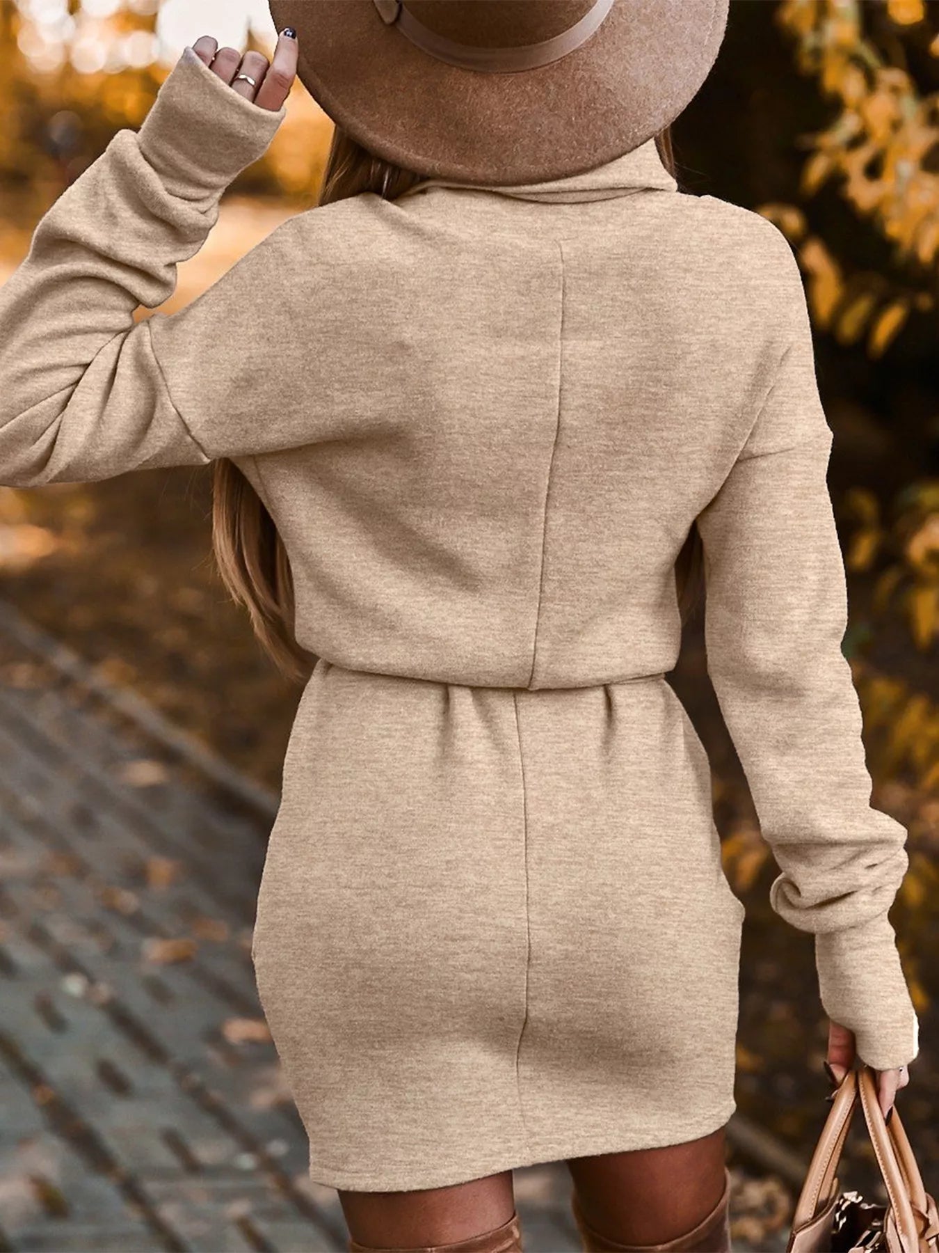 Trendsi Turtleneck Belted Knit Dress -