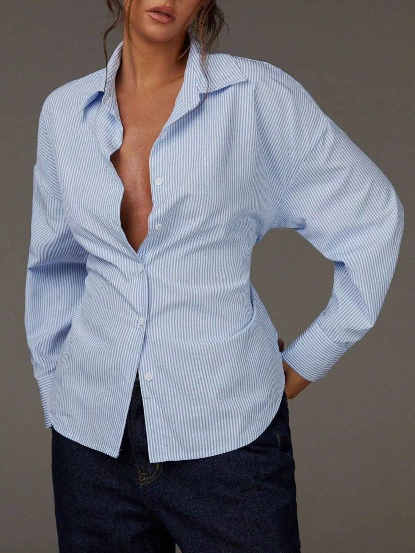 Trendsi Casual Striped Button-Down Shirt -