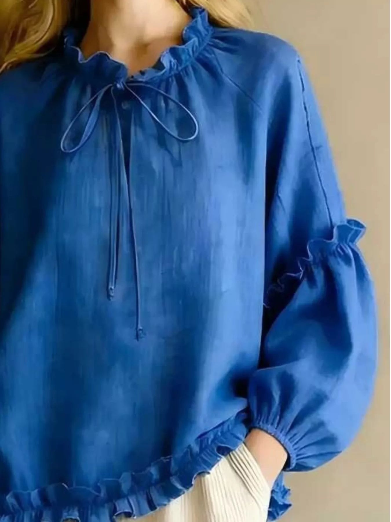 Trendsi Frill Balloon Sleeve Blouse -