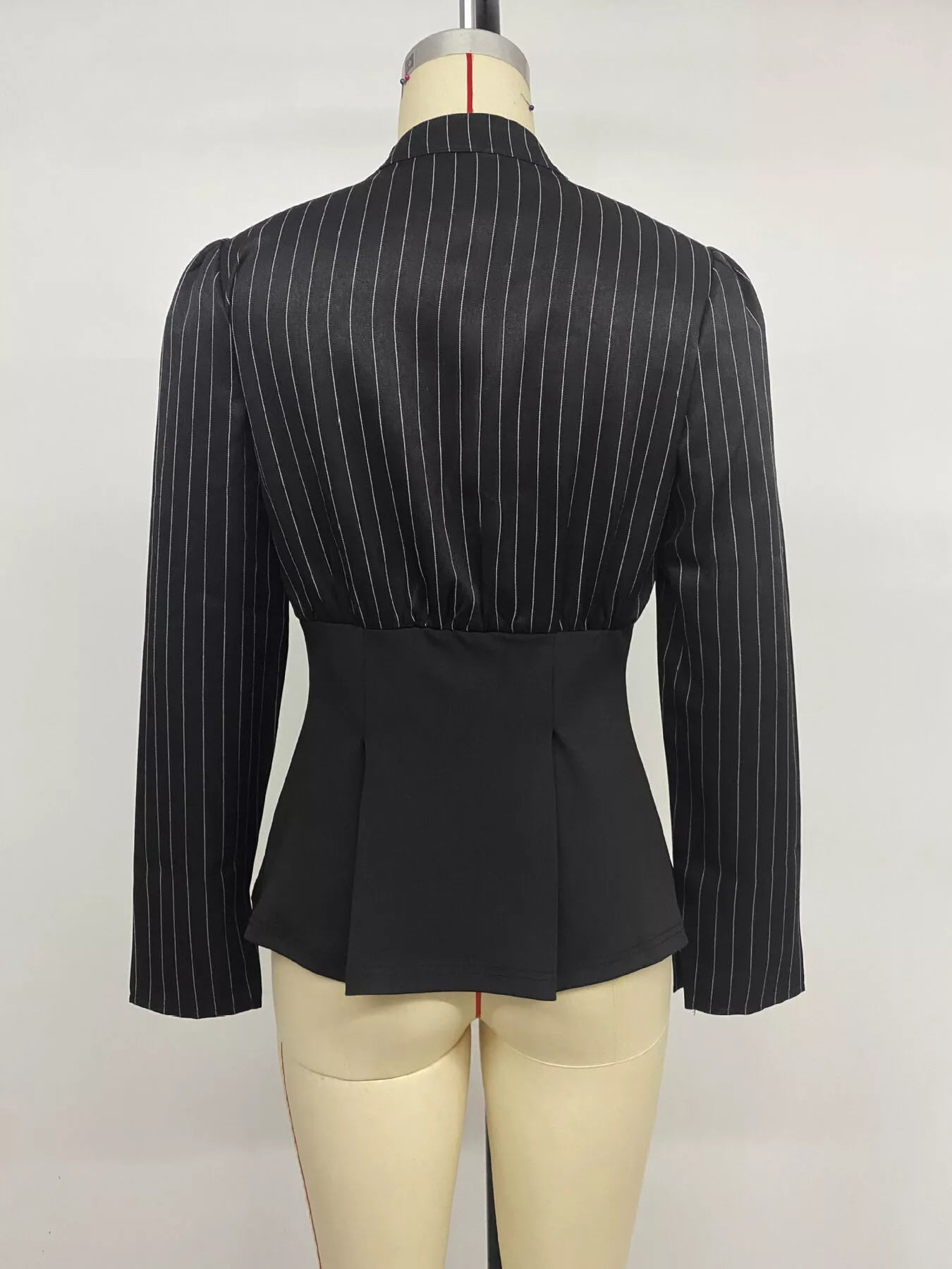 Trendsi Striped Long Sleeve Peplum Blouse -