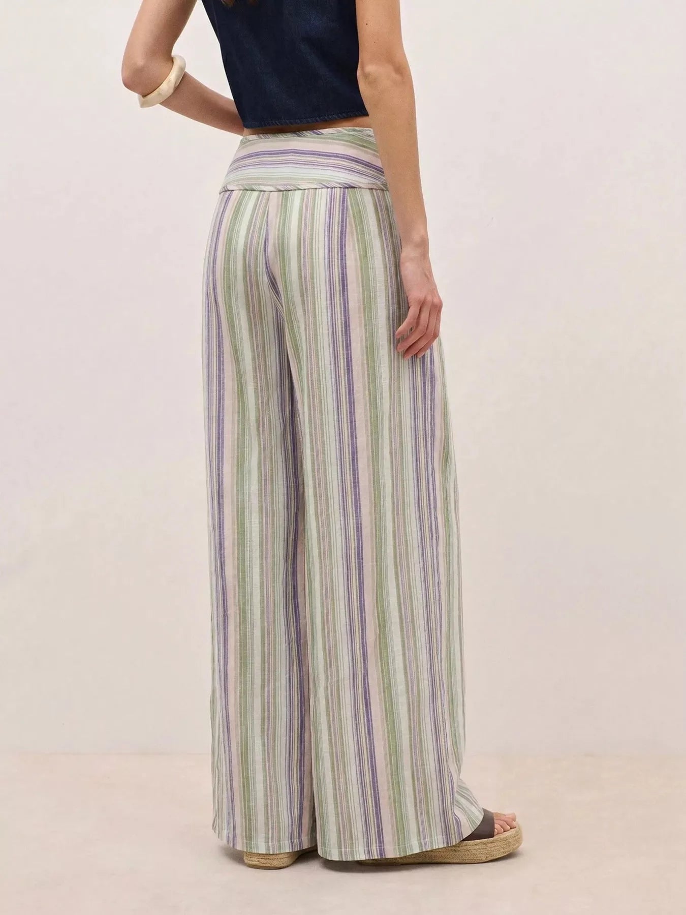 Trendsi Striped Wide-Leg Pants with Tie Waist -
