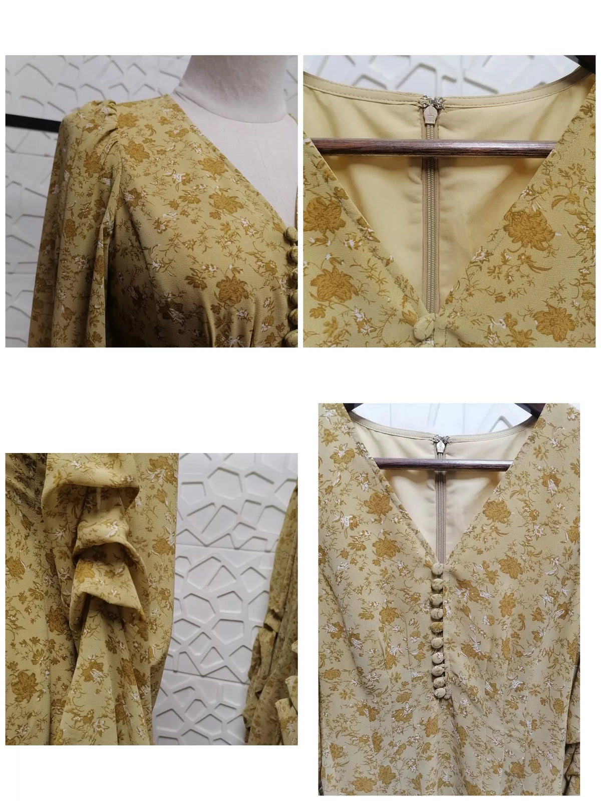 Floral midi dress, dress detail collage