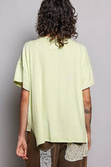 Trendsi POL Round Neck Short Sleeve T-Shirt with High Low Hem -