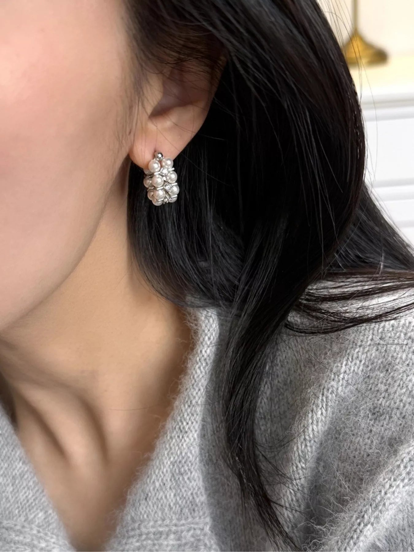 Trendsi Pearl Hoop Earrings -