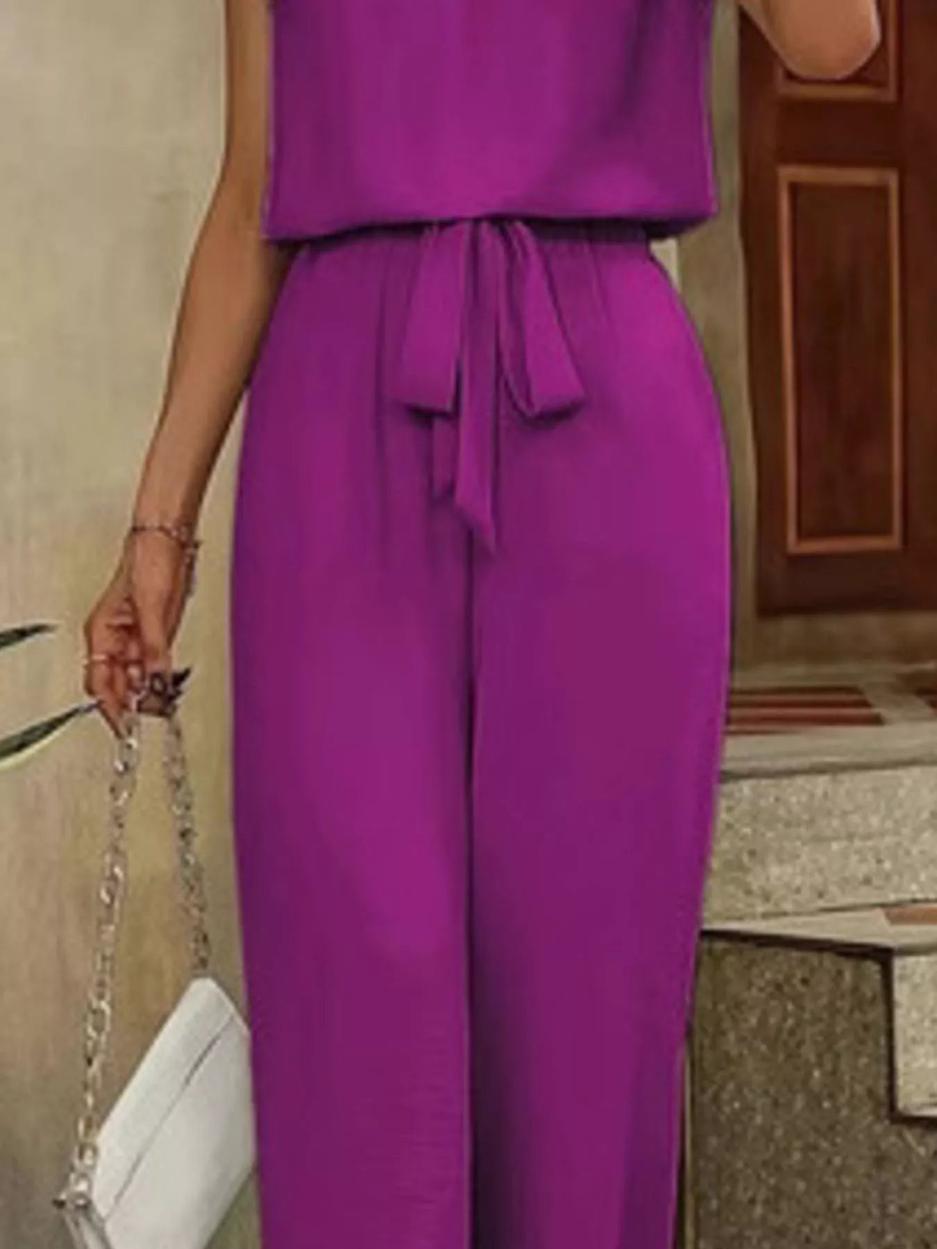 Trendsi V-Neck Sleeveless Tank and Wide-Leg Pants Set -
