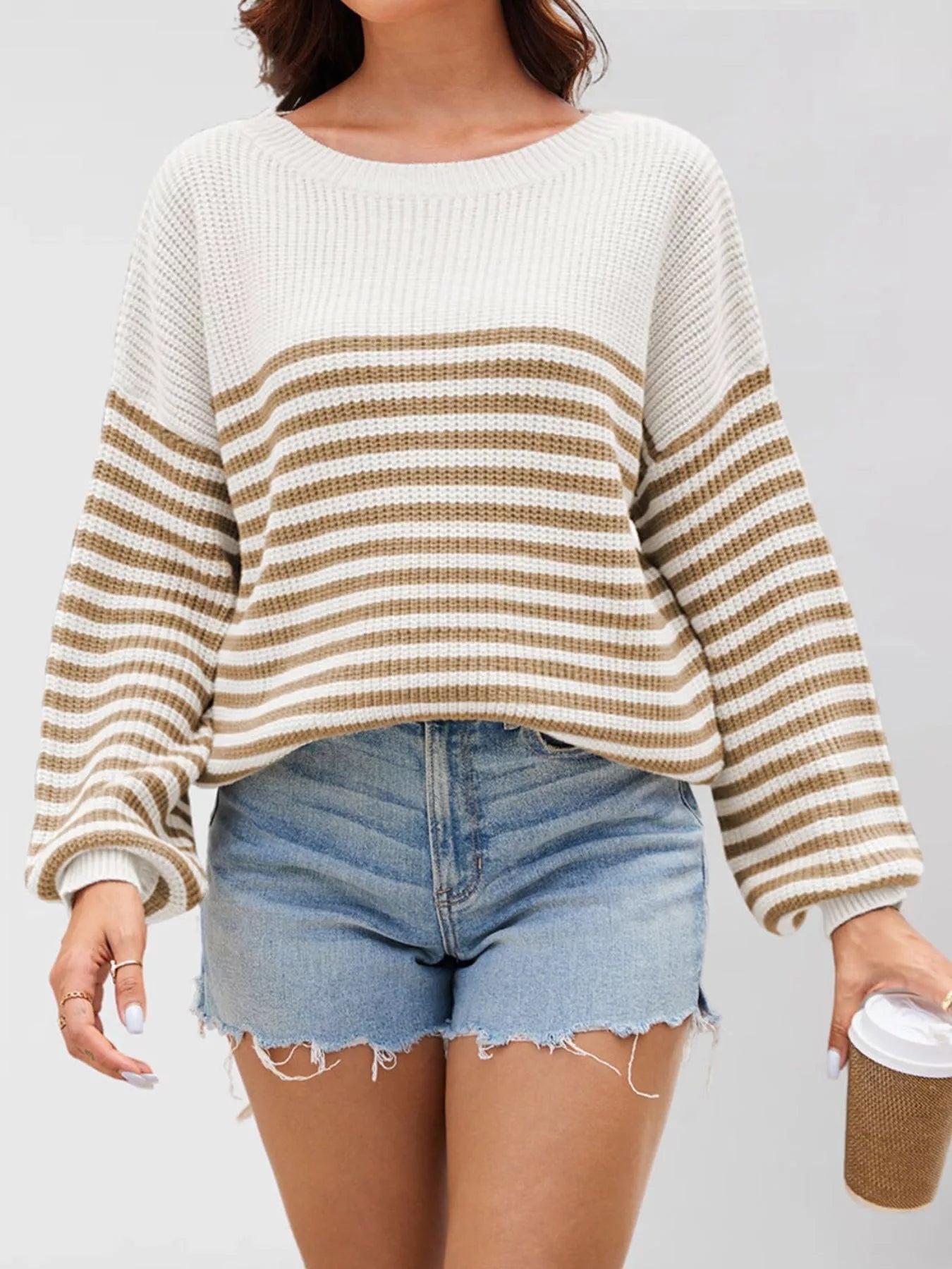 Trendsi Striped Knit Long Sleeve Sweater -