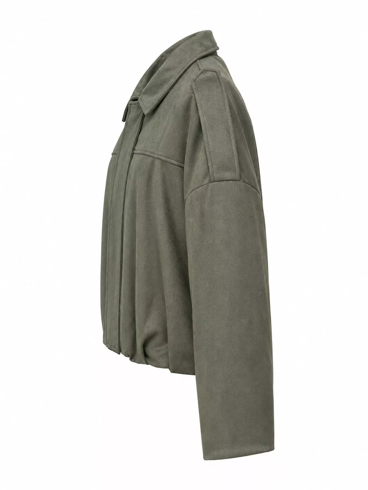 Cropped zip jacket, sage side