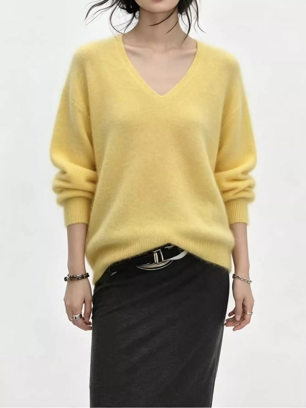 Yellow v-neck sweater