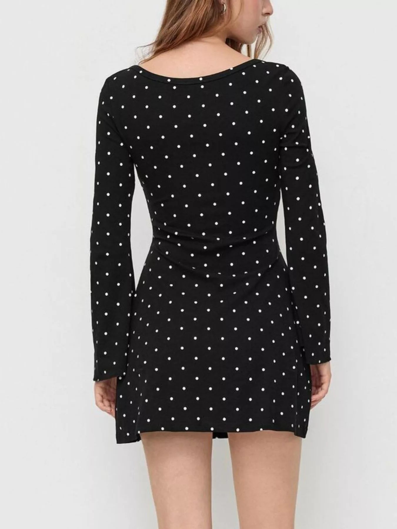 Trendsi Polka Dot Flare Sleeve Mini Dress -