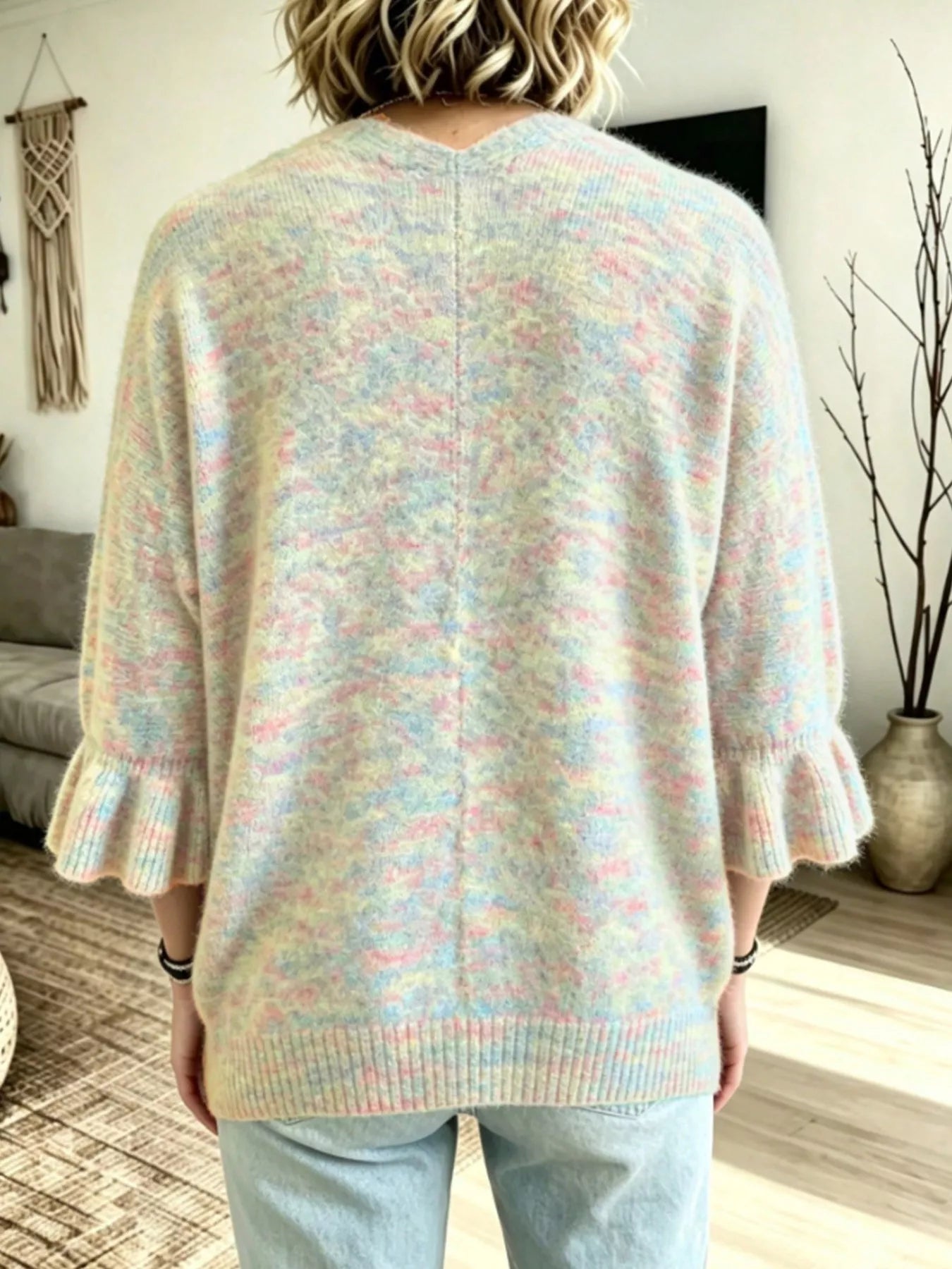 Trendsi Full Size Ruffle Sleeve Open-Front Cardigan Plus Size -