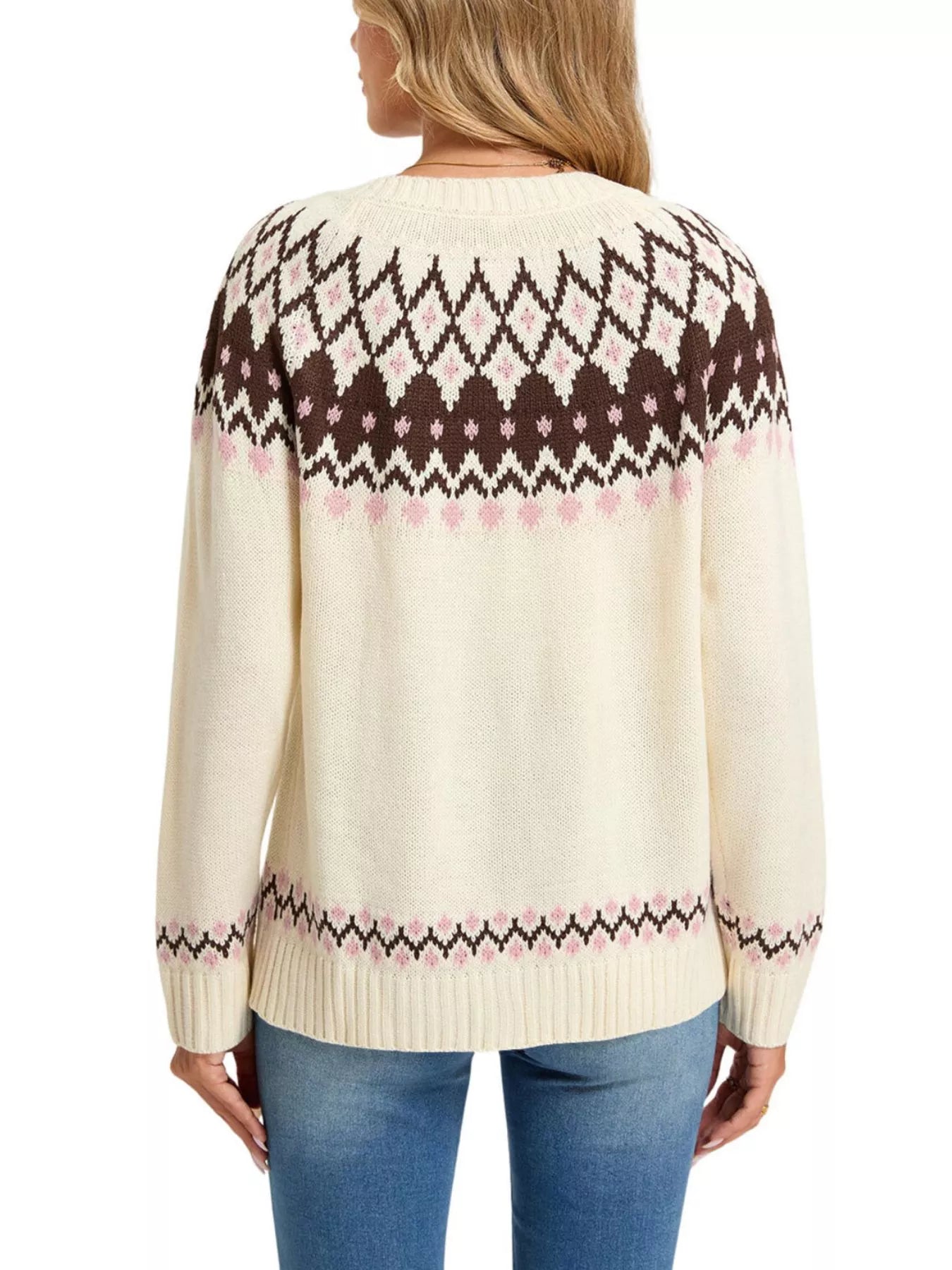 Trendsi Fair Isle Patterned Button-Down Knit Cardigan -