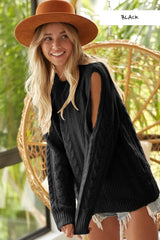 Trendsi BiBi Twist Knitted Open Shoulder Sweater -