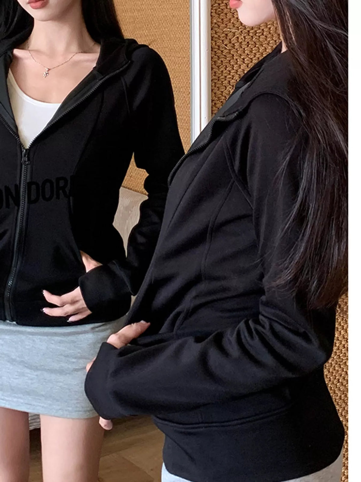 Zip-Up Long Sleeve Hoodie — side view