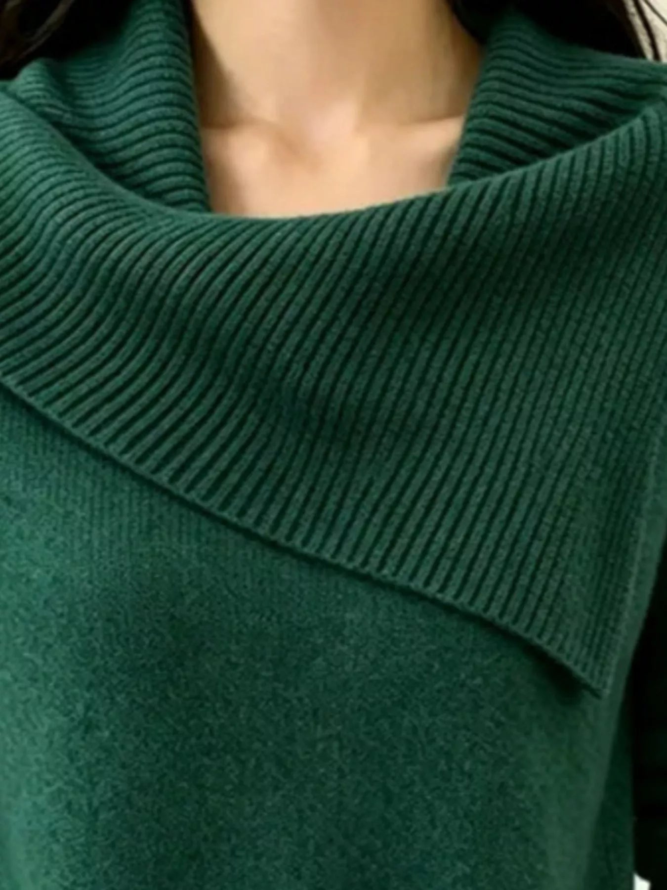 Trendsi Full Size Asymmetric Ribbed Collar Sweater Plus Size -