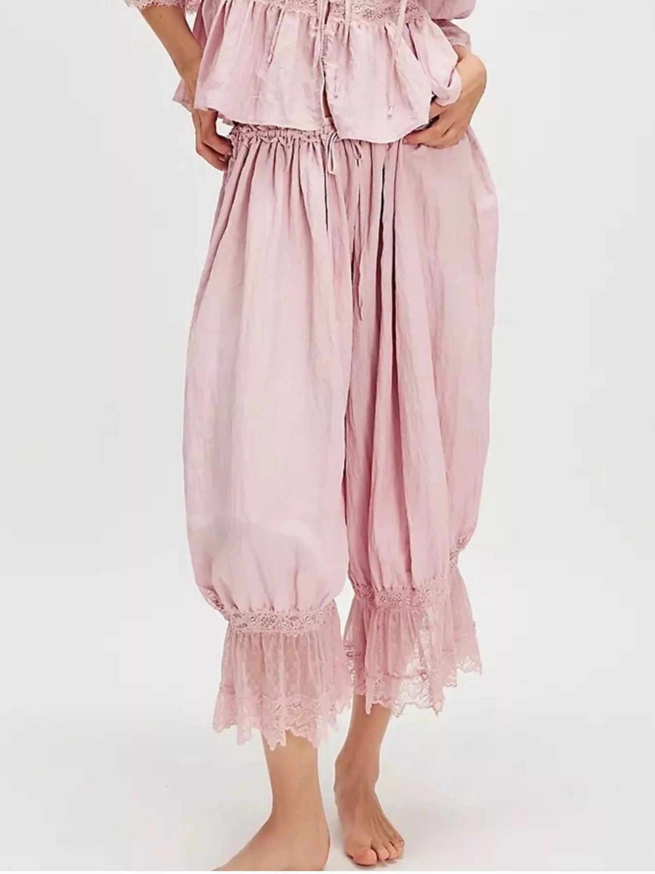 Trendsi Lace Trimmed Lounge Pants -