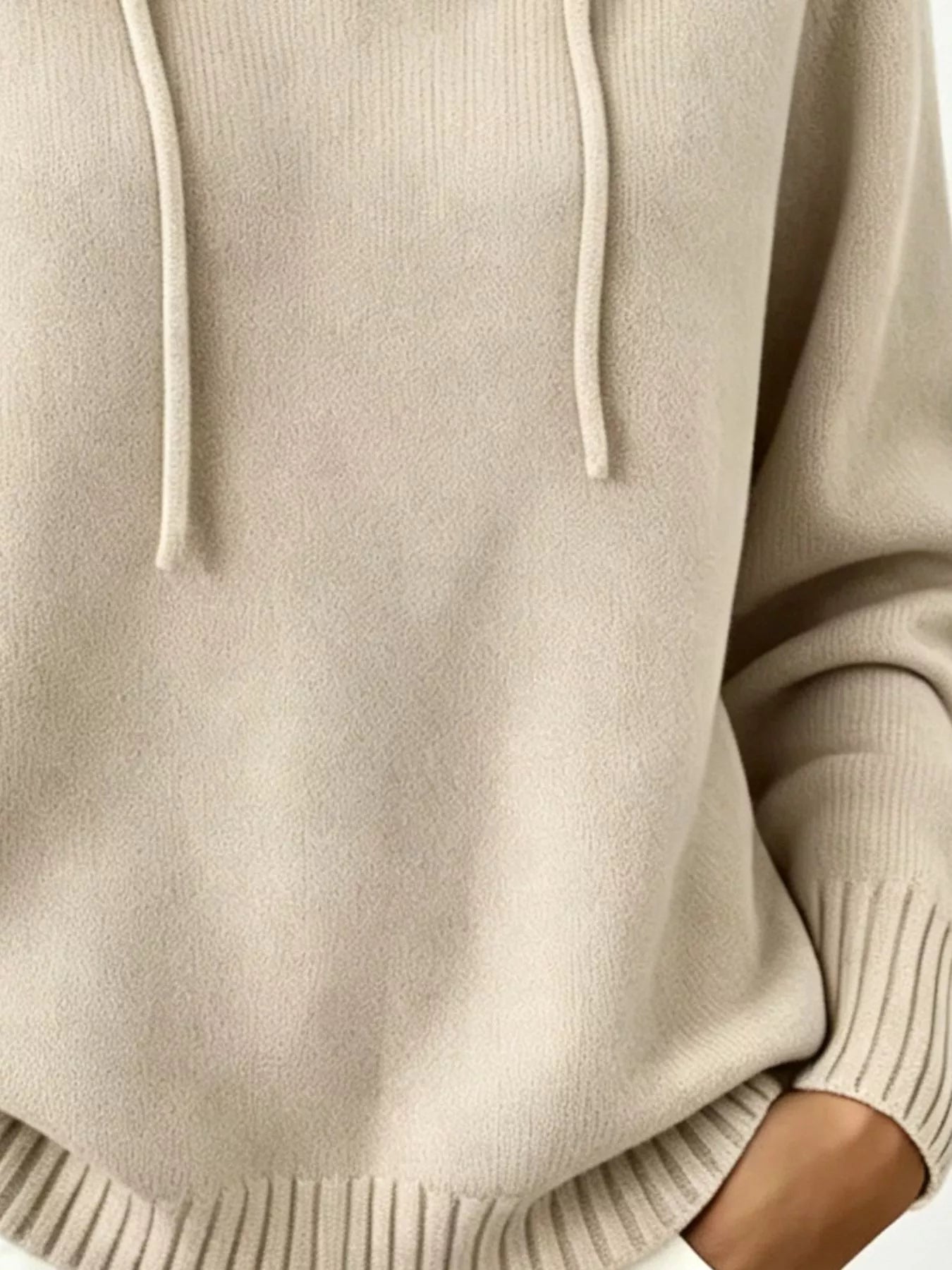 Trendsi Cozy Ribbed Long‑Sleeve Hooded Sweater -