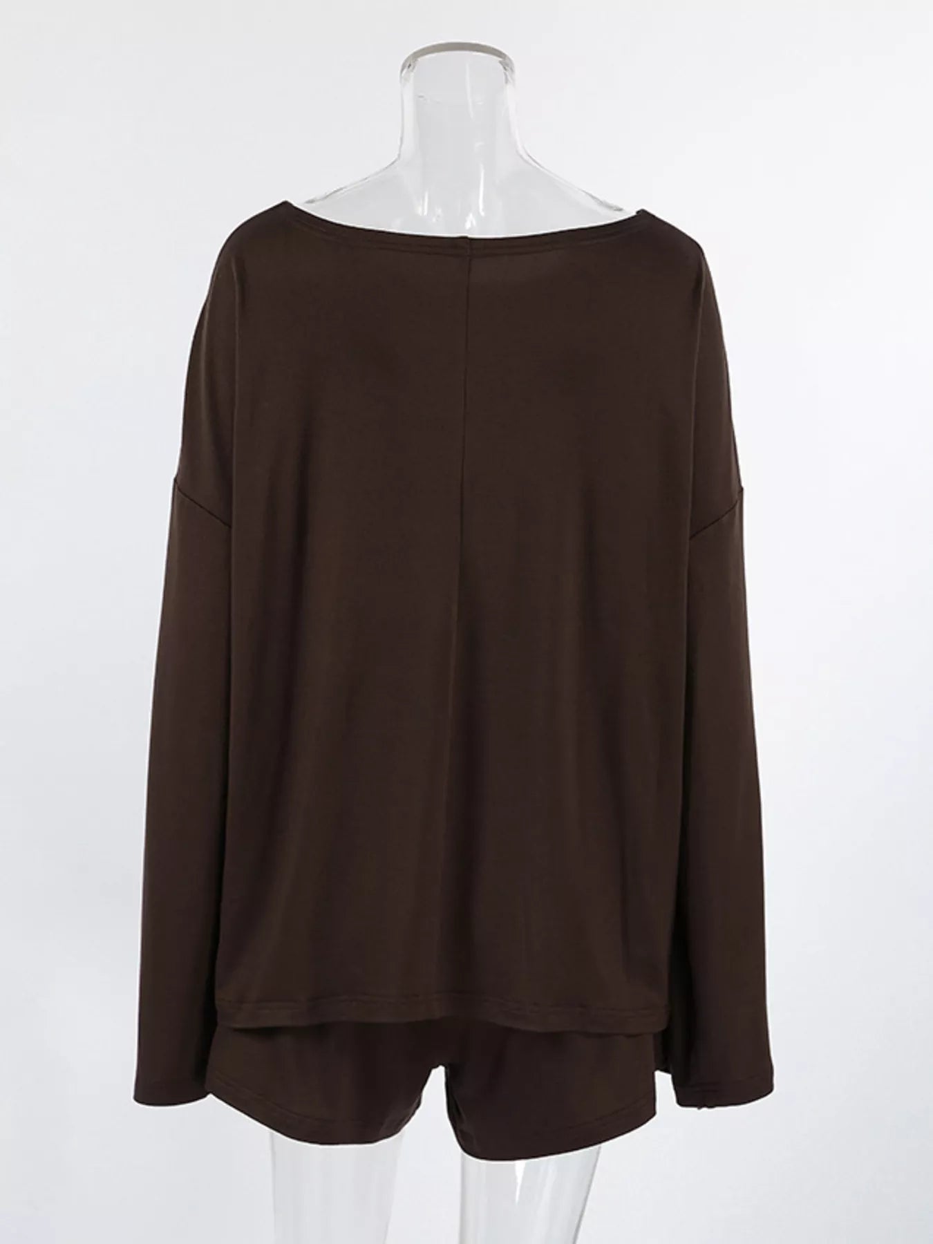 Trendsi Oversized Long Sleeve Top and Shorts Lounge Set -