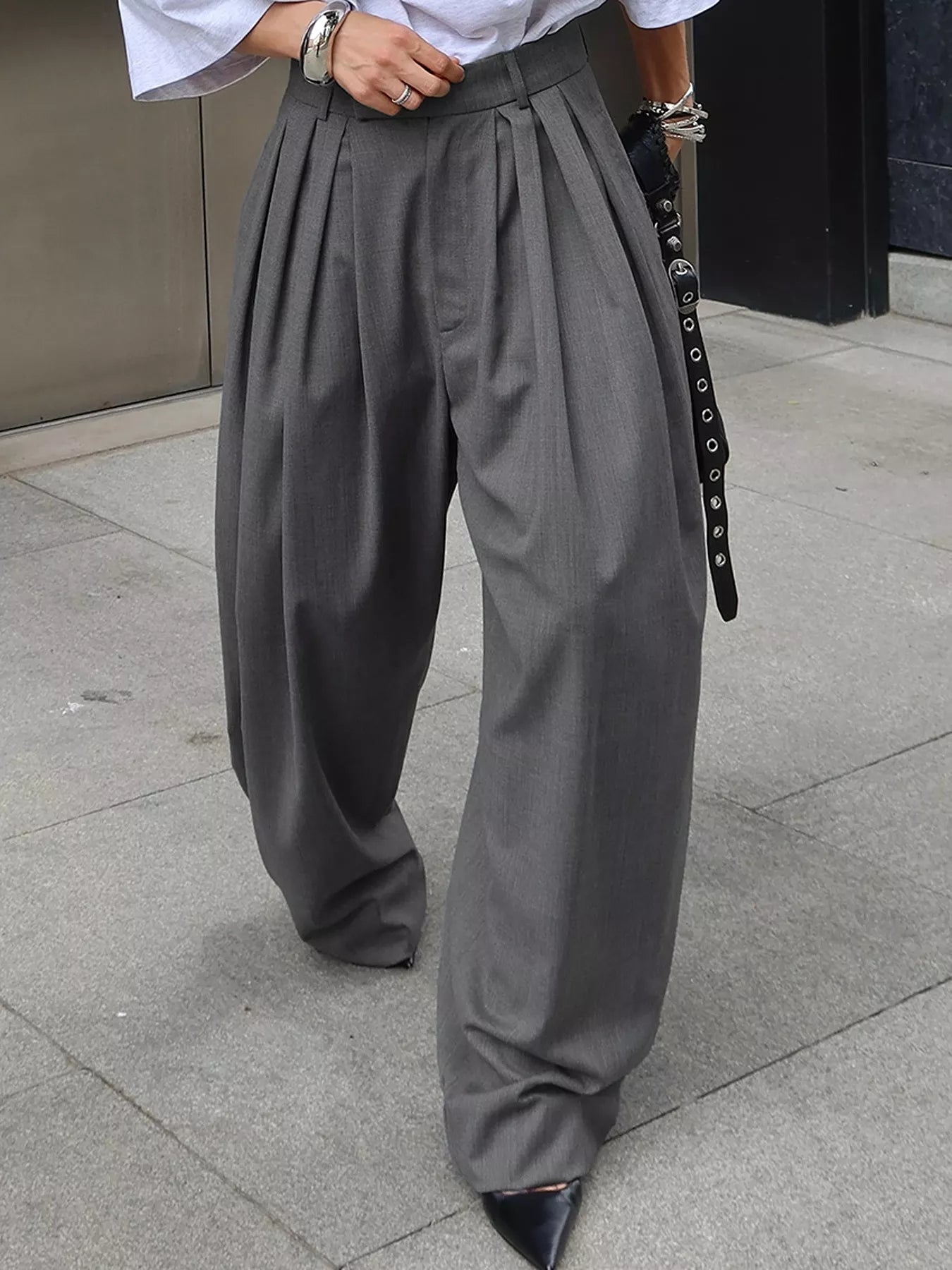 Trendsi High-Waisted Wide-Leg Pleated Pants -