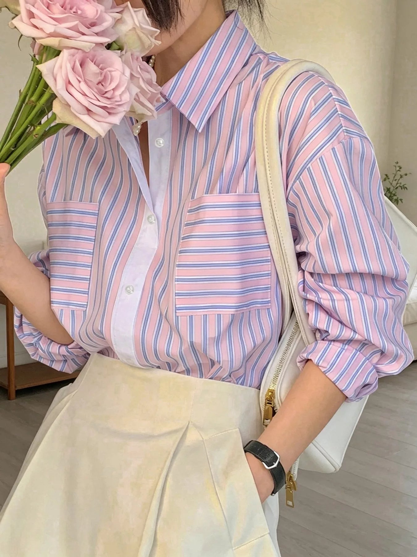 Trendsi Striped Button-Down Shirt -