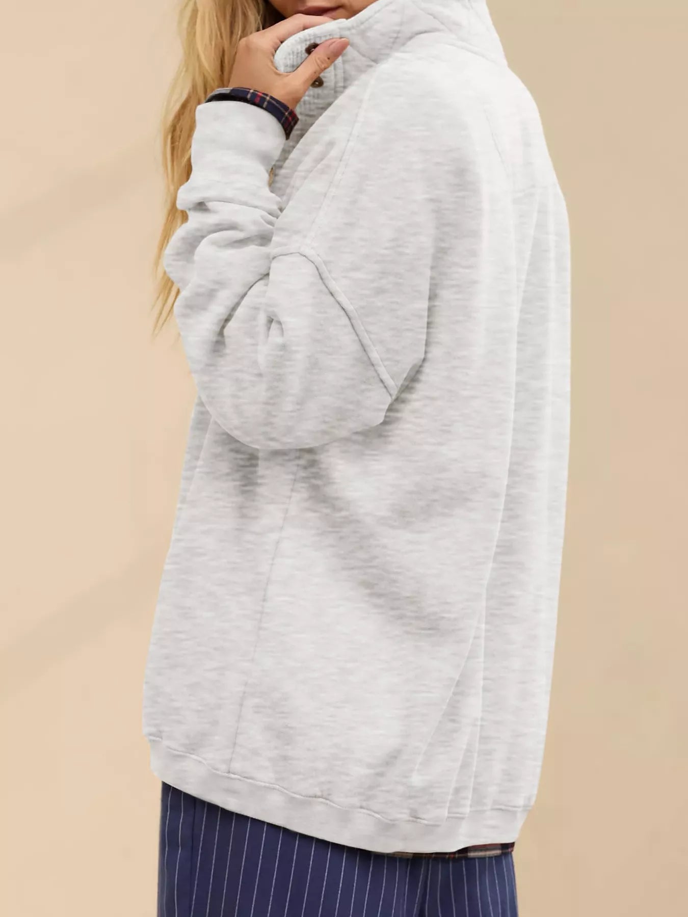 Trendsi Half Snap Dropped Shoulder Sweatshirt -