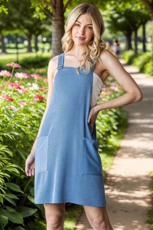 Trendsi Heimish Full Size Ribbed Sleeveless Mini Tank Dress Plus Size - Dresses
