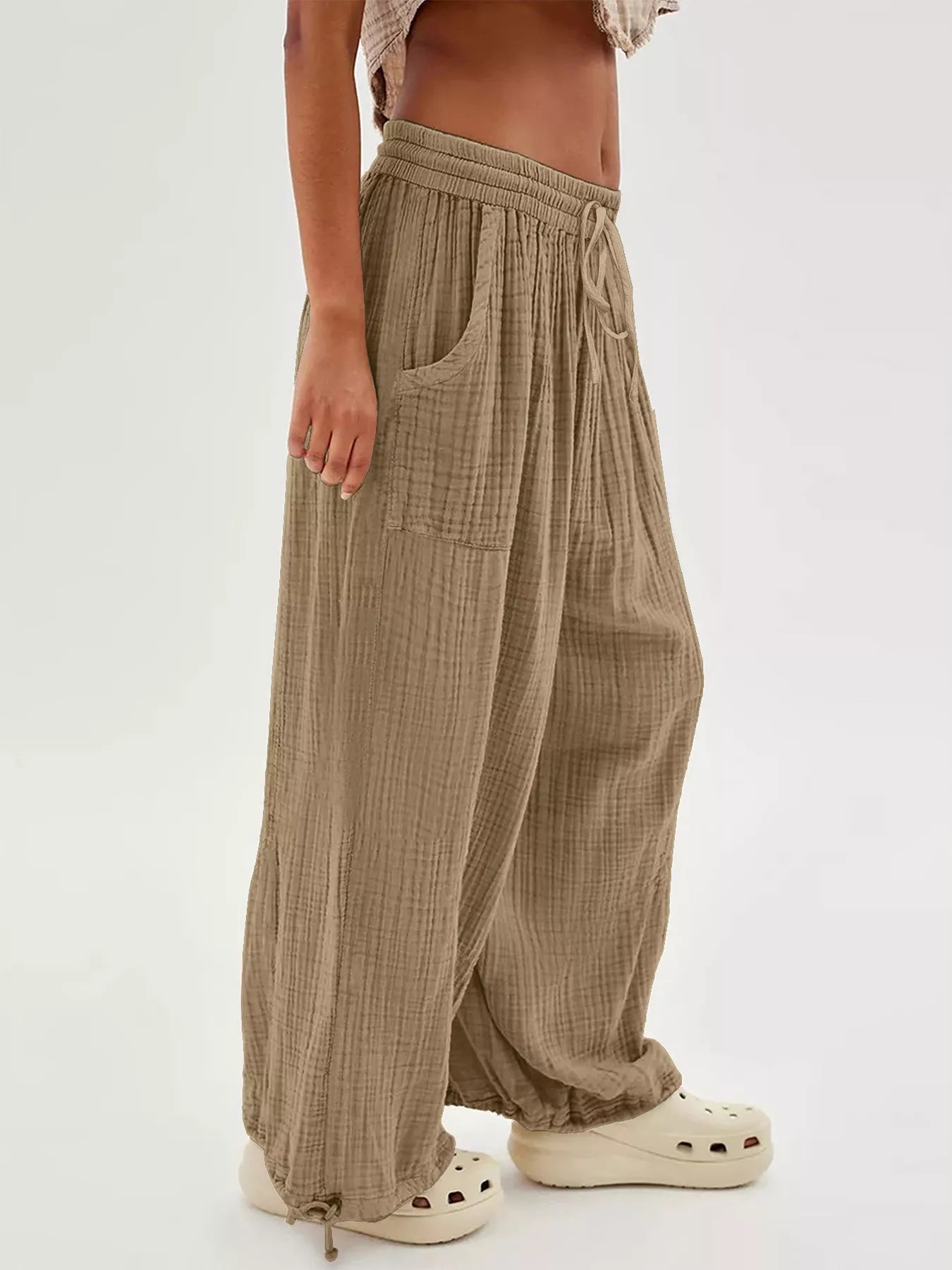 Trendsi Loose Fit Gauze Drawstring Pants -