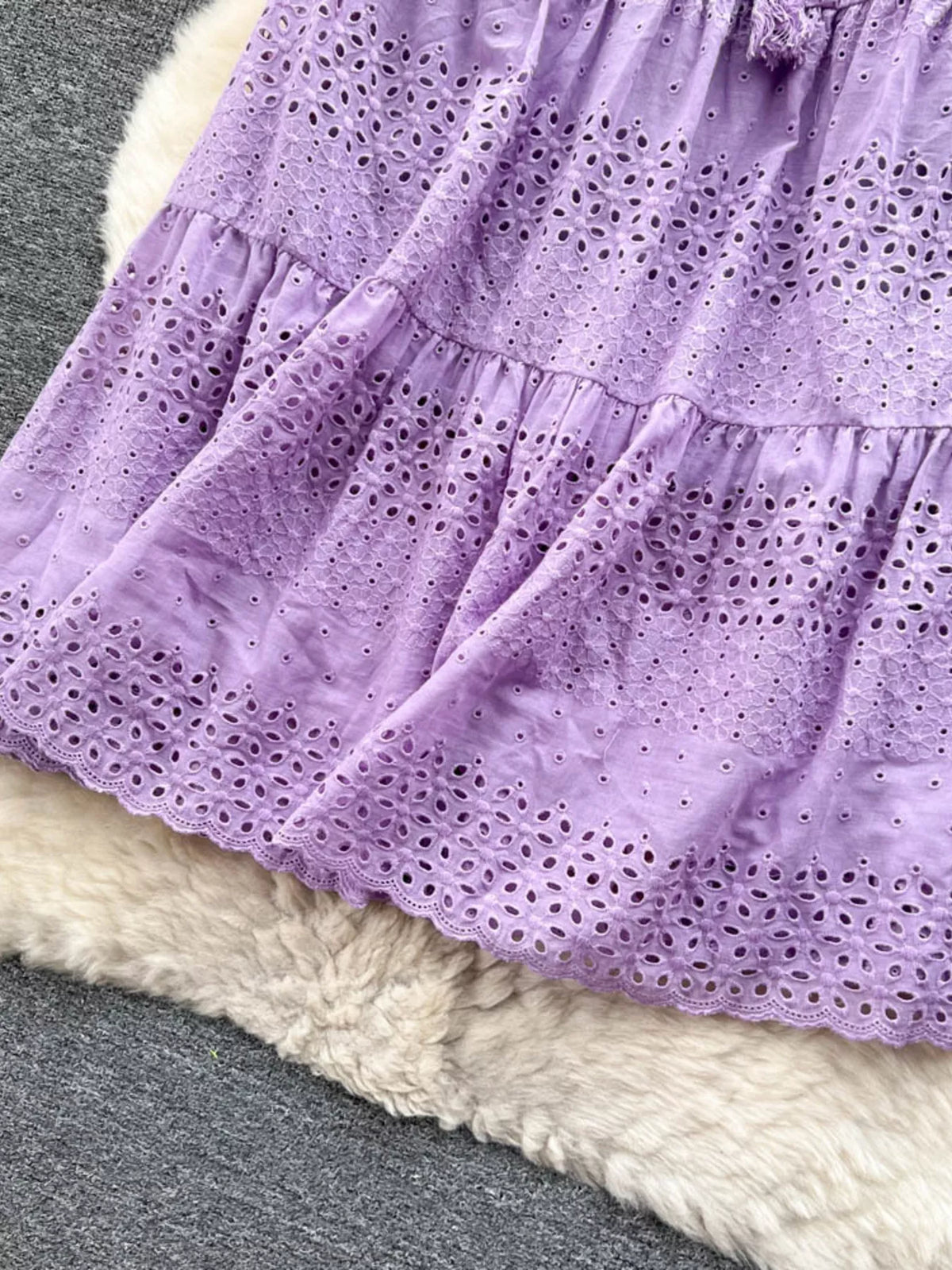 Trendsi Eyelet Tiered Maxi Skirt -