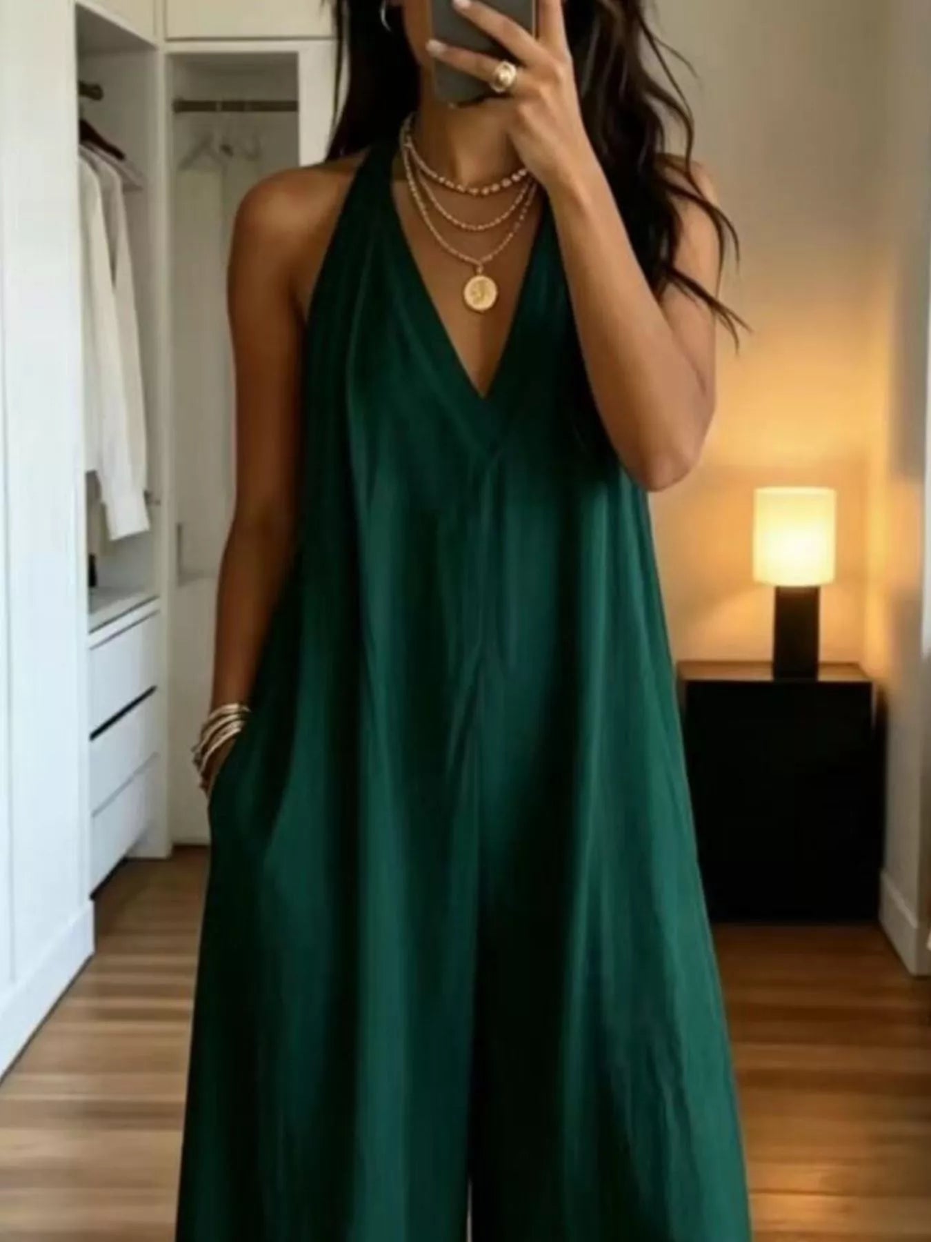 Trendsi Full Size Halter Neck Wide-Leg Jumpsuit Plus Size -
