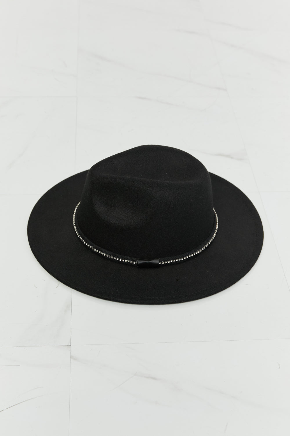 Women's Fedora Hat Wide Brim Polyester Black — product view 5