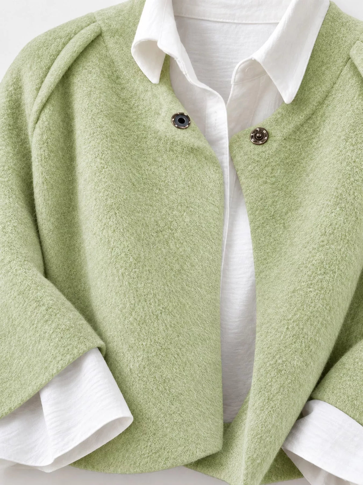 Fuzzy Texture Open-Front Cropped Jacket — construction details