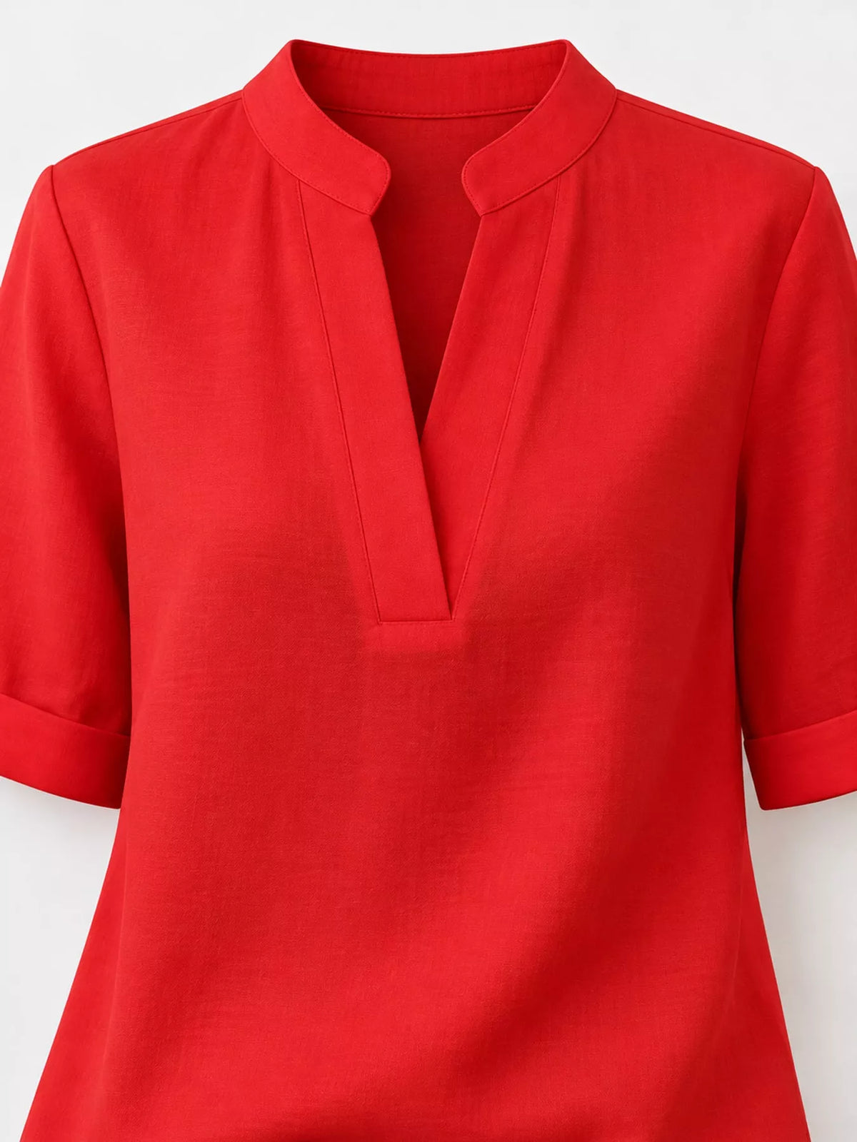 Notched-neck blouse, red neckline