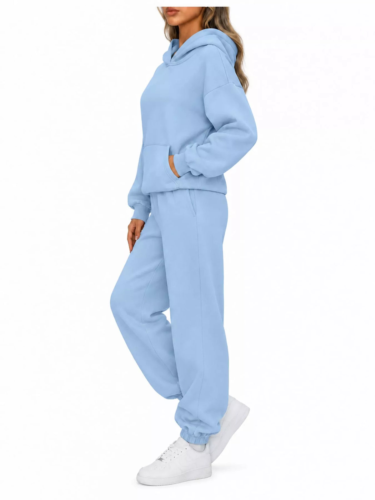 Kangaroo Pocket Hoodie and Joggers Set — side view