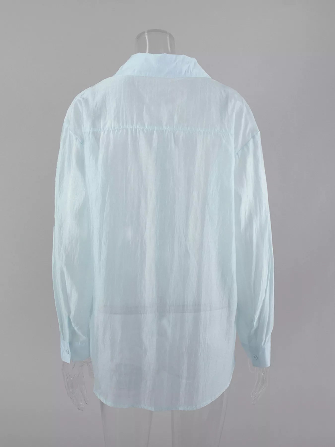 Trendsi Sheer Oversized Button-Up Shirt -