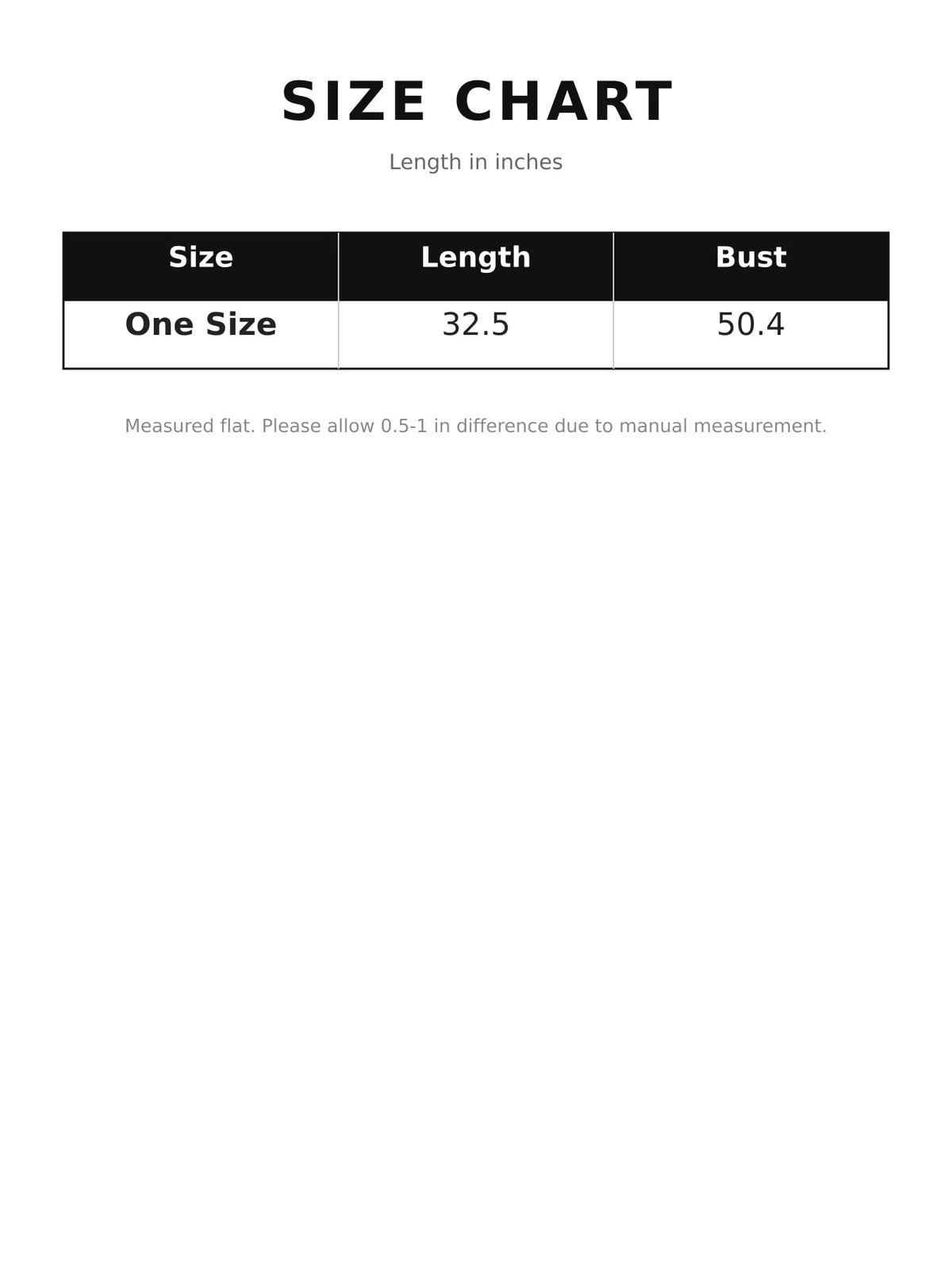 Size chart for double-breasted belted cotton trench coat