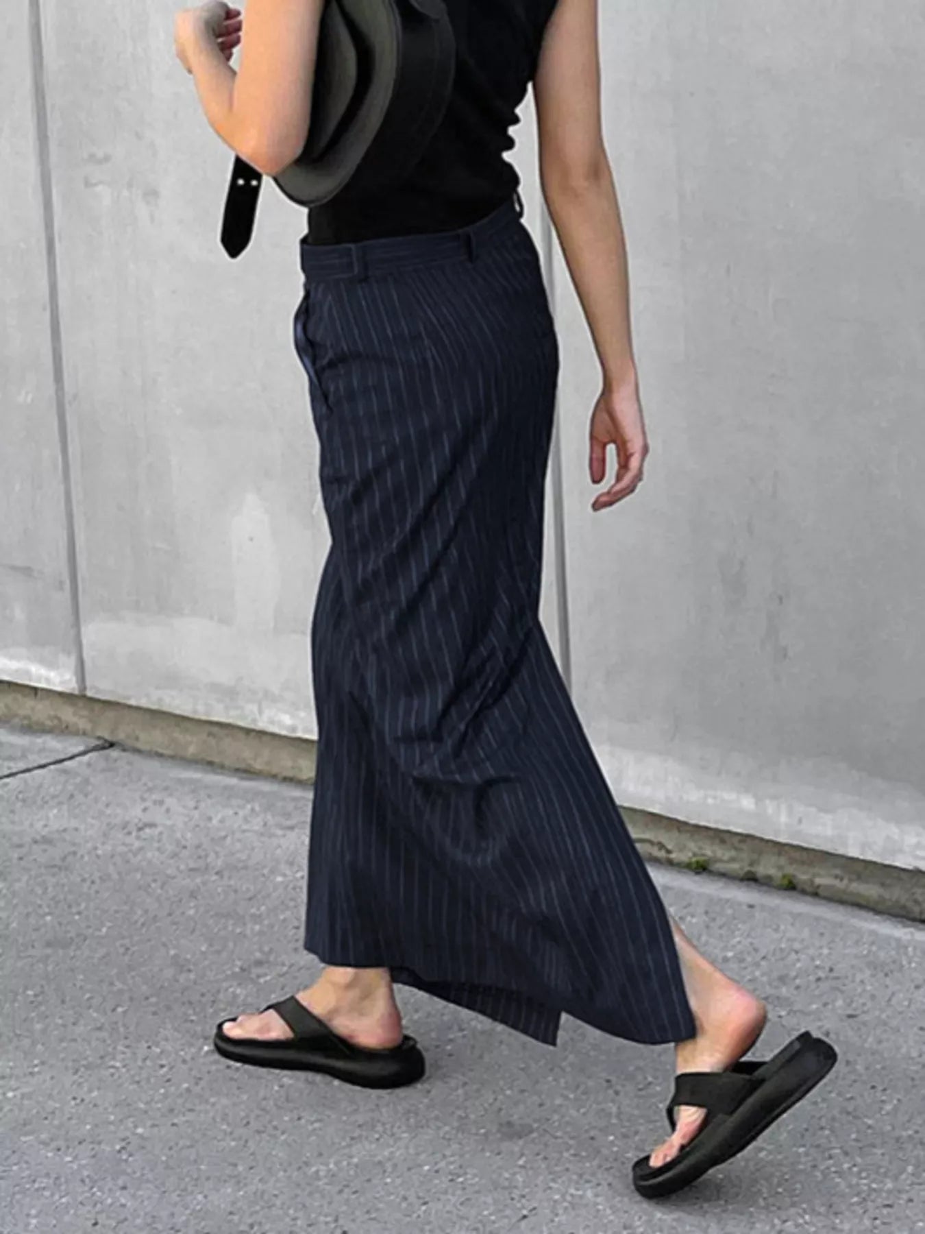 Trendsi Slit Striped Maxi Skirt -