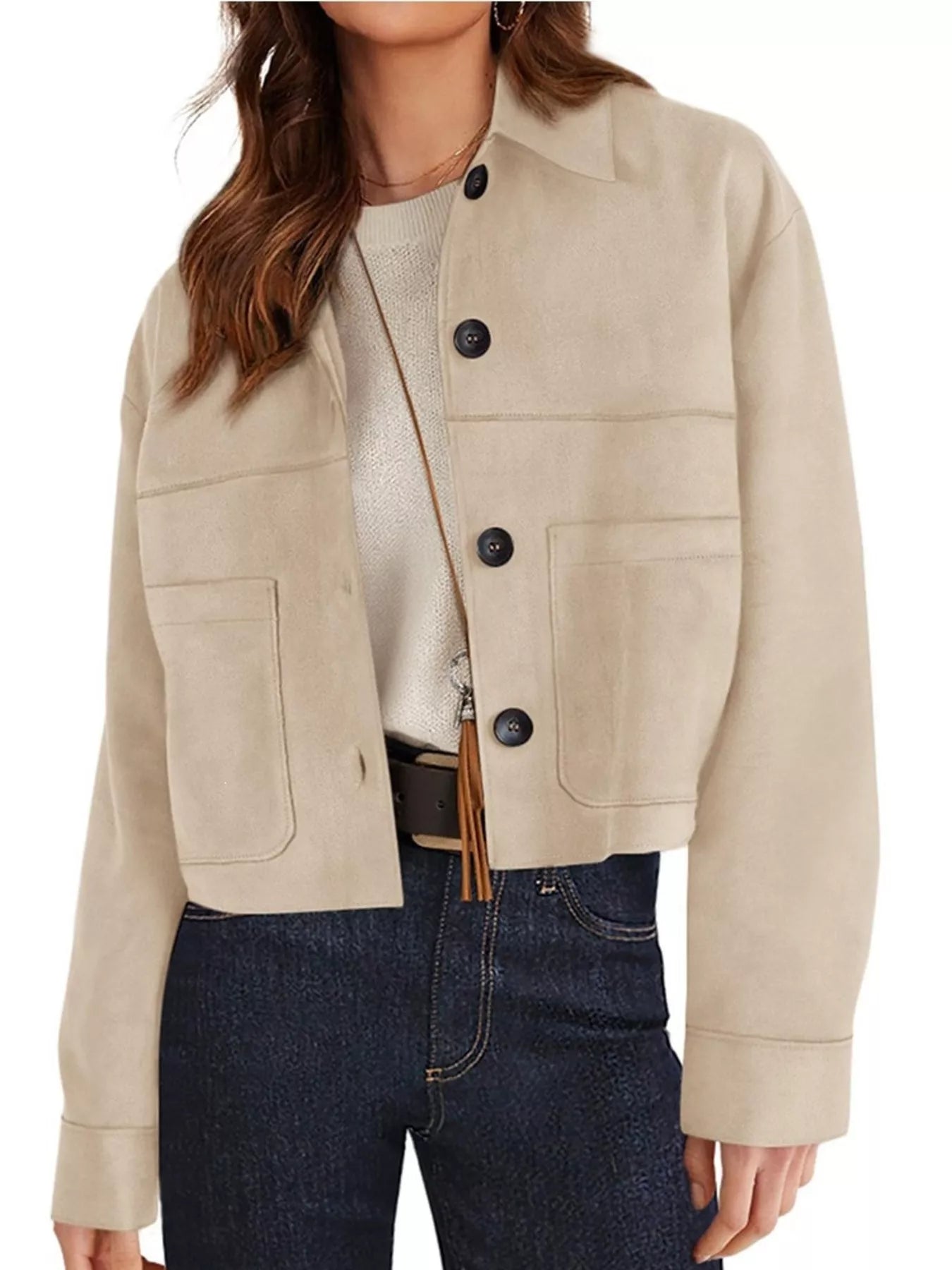Trendsi Button-Down Cropped Jacket -
