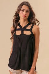 Trendsi BiBi Rayon Span Jersey Cut Out with Straps Detailed -