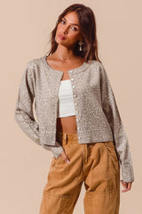Trendsi SO ME Two Tone Leopard Vintage Print Button Up Cardigan -