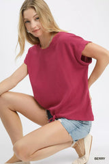 Trendsi Umgee Linen Scalloped Round Neck Top -
