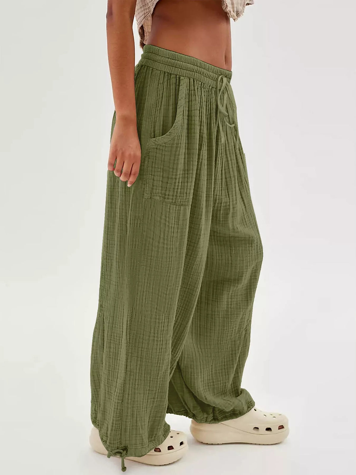 Trendsi Loose Fit Gauze Drawstring Pants -