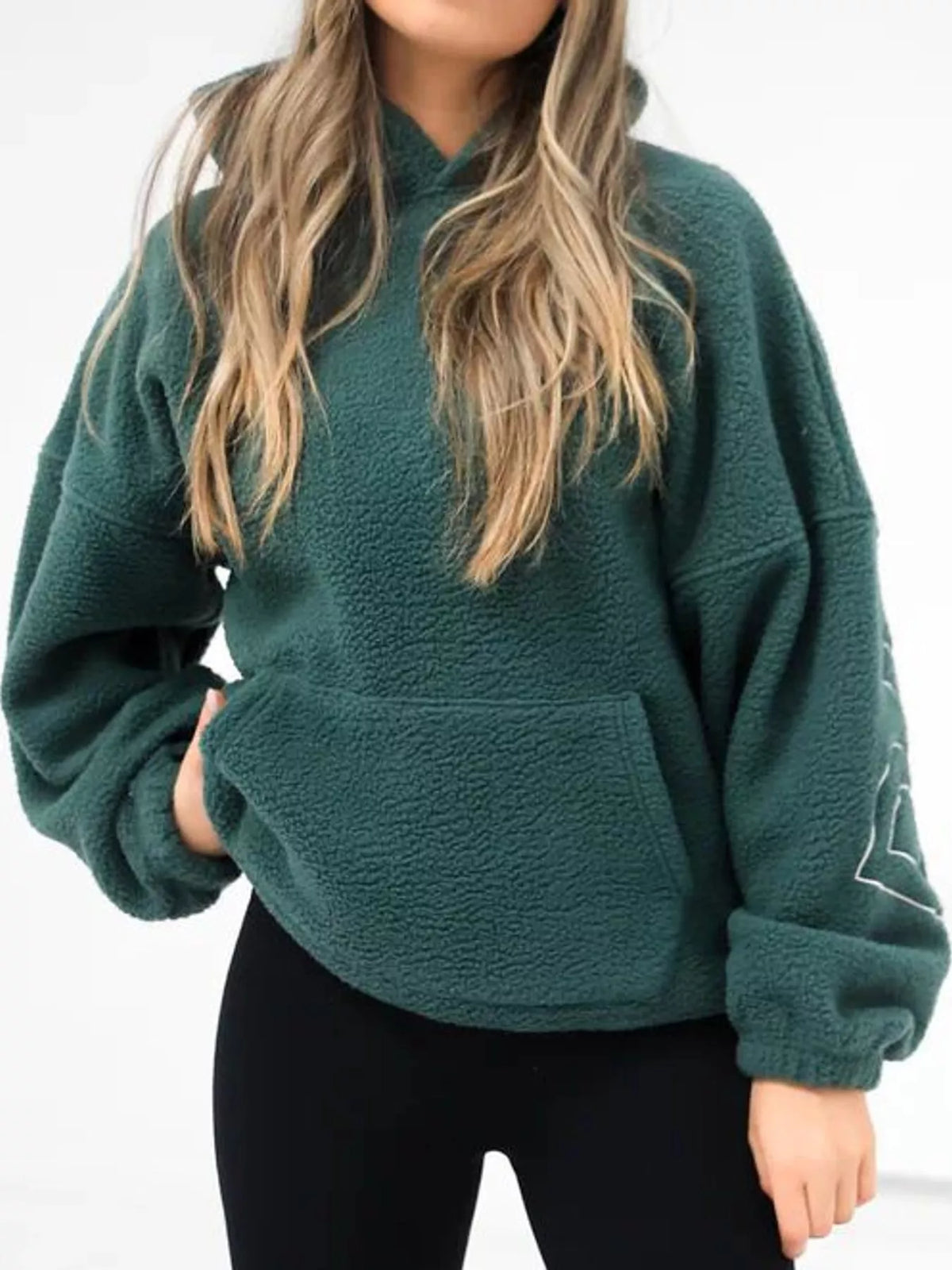 Letter Oversized Sherpa Hoodie — front view