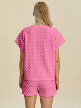 Trendsi Double Take Full Size Texture T-Shirt and Shorts Set -