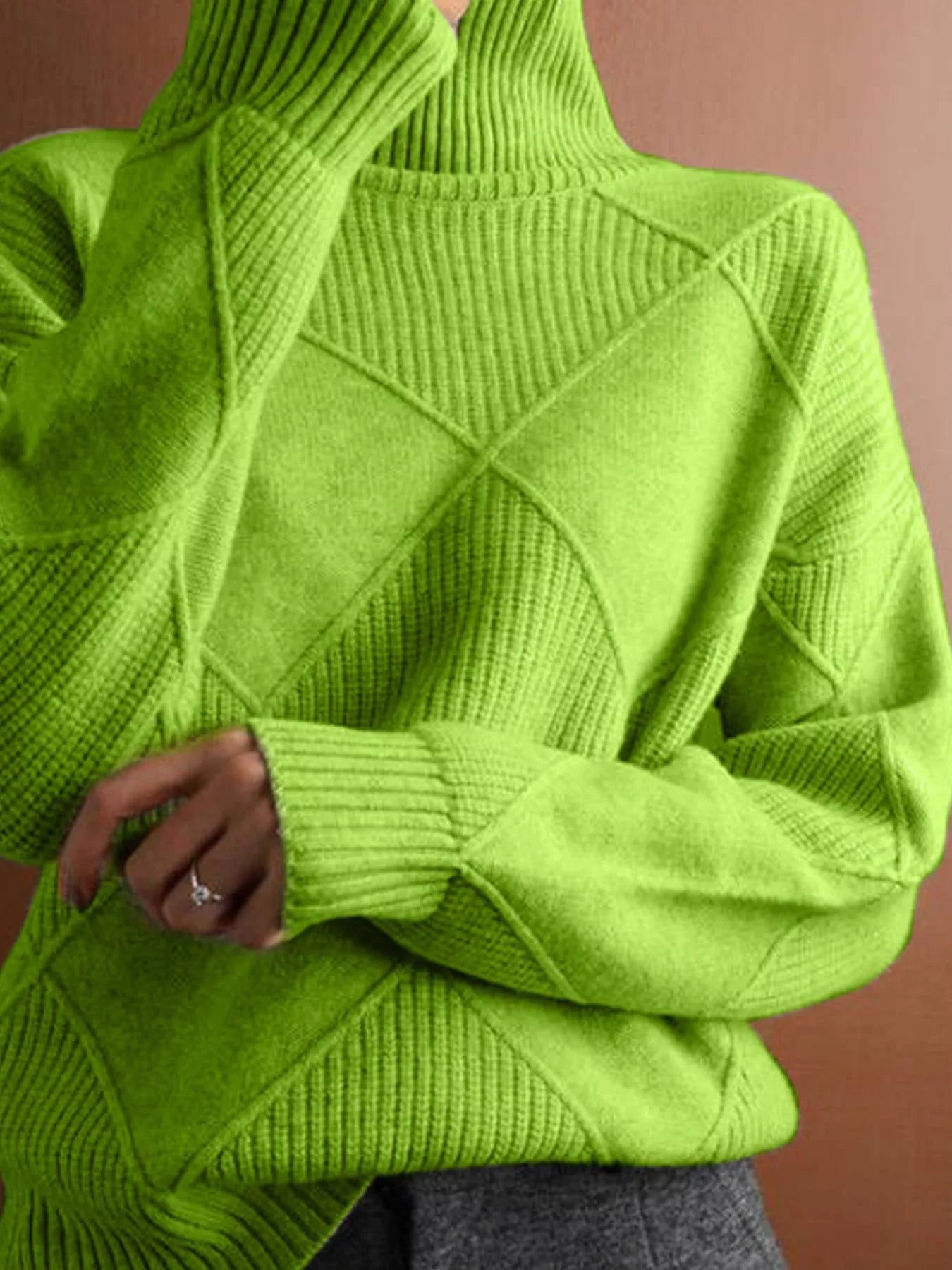 Trendsi Argyle Pattern Turtleneck Sweater -