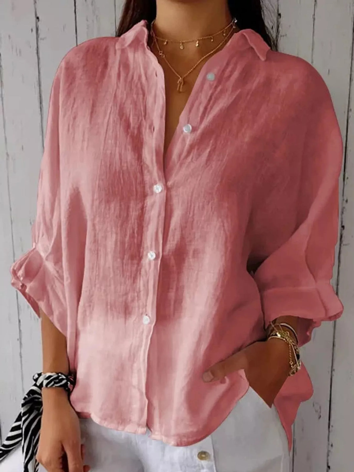 Pink loose fit tie back shirt